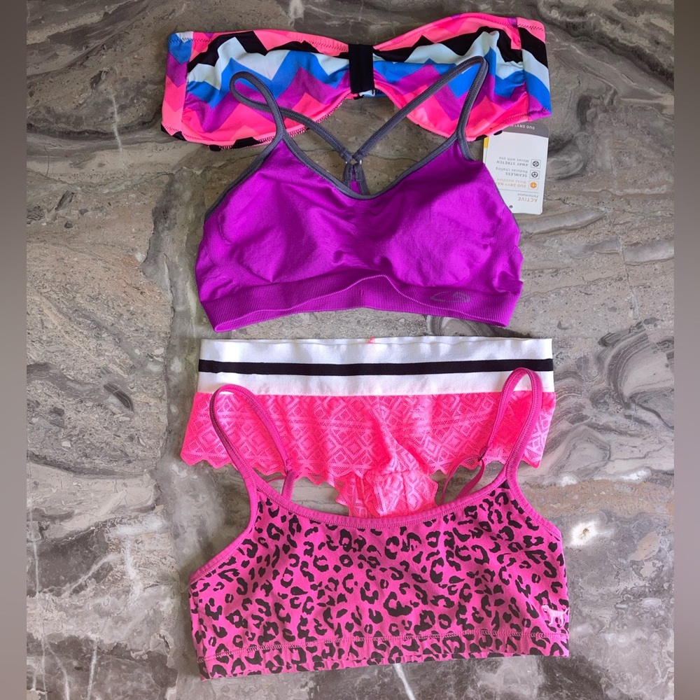 PINK Small/P Victoria Secret bundle. Adorable! 3 tops 1 bottom.Bikini bandeau.